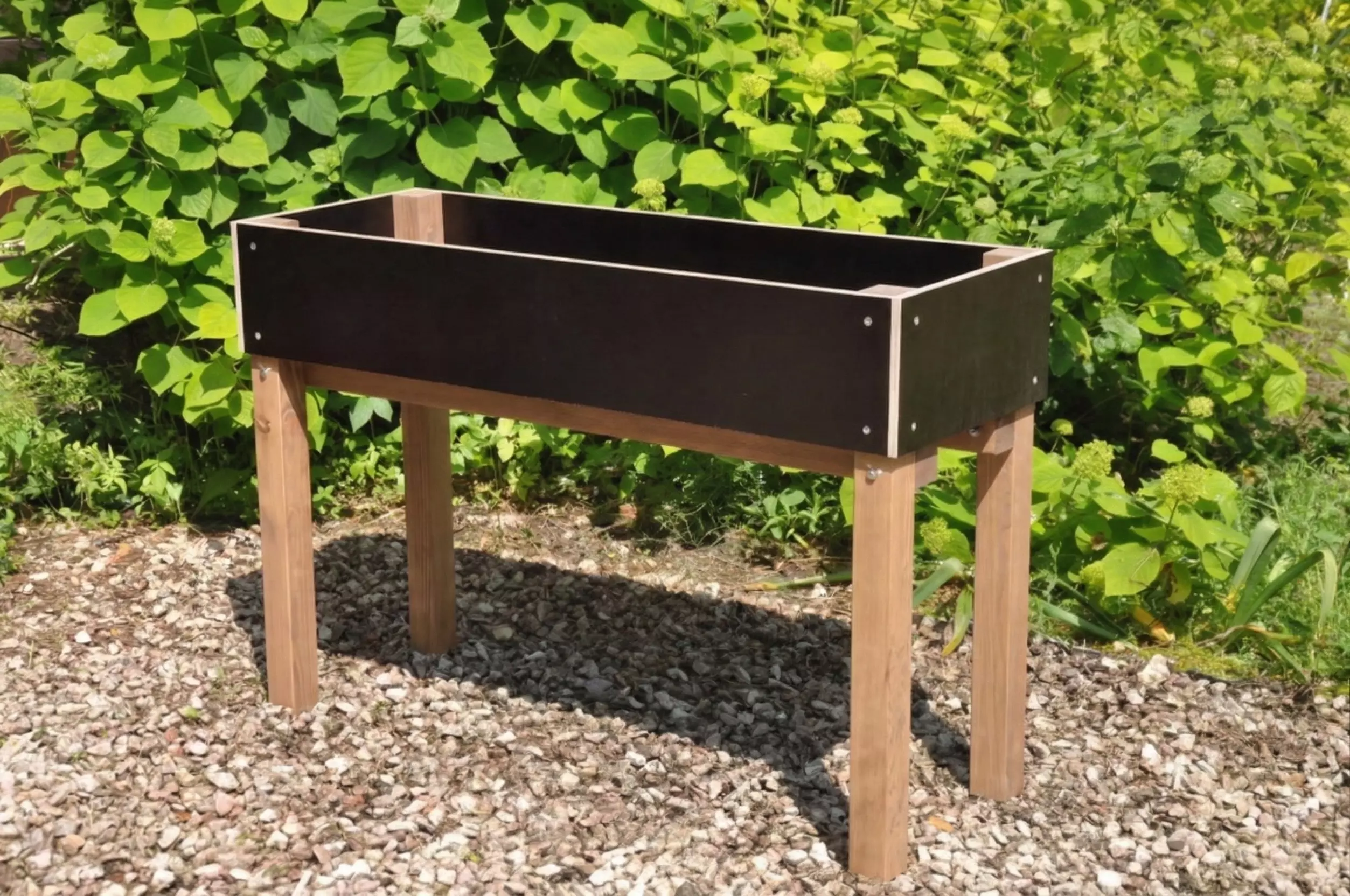 Krydderurtebed på ben i sort vandtæt krydsfiner, 17 cm dyb plantekasse til dyrkning af krydderurter på altan og terrasse